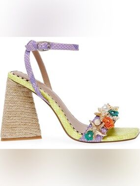 Betsey Johnson Yellow and Purple Embellished Sandals